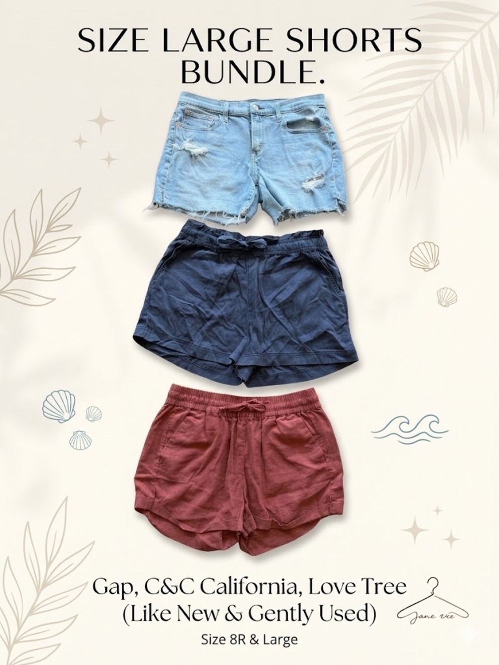 Size Large 3-Pair Shorts Bundle | Gap, C&C California, Love Tree Brand Mix